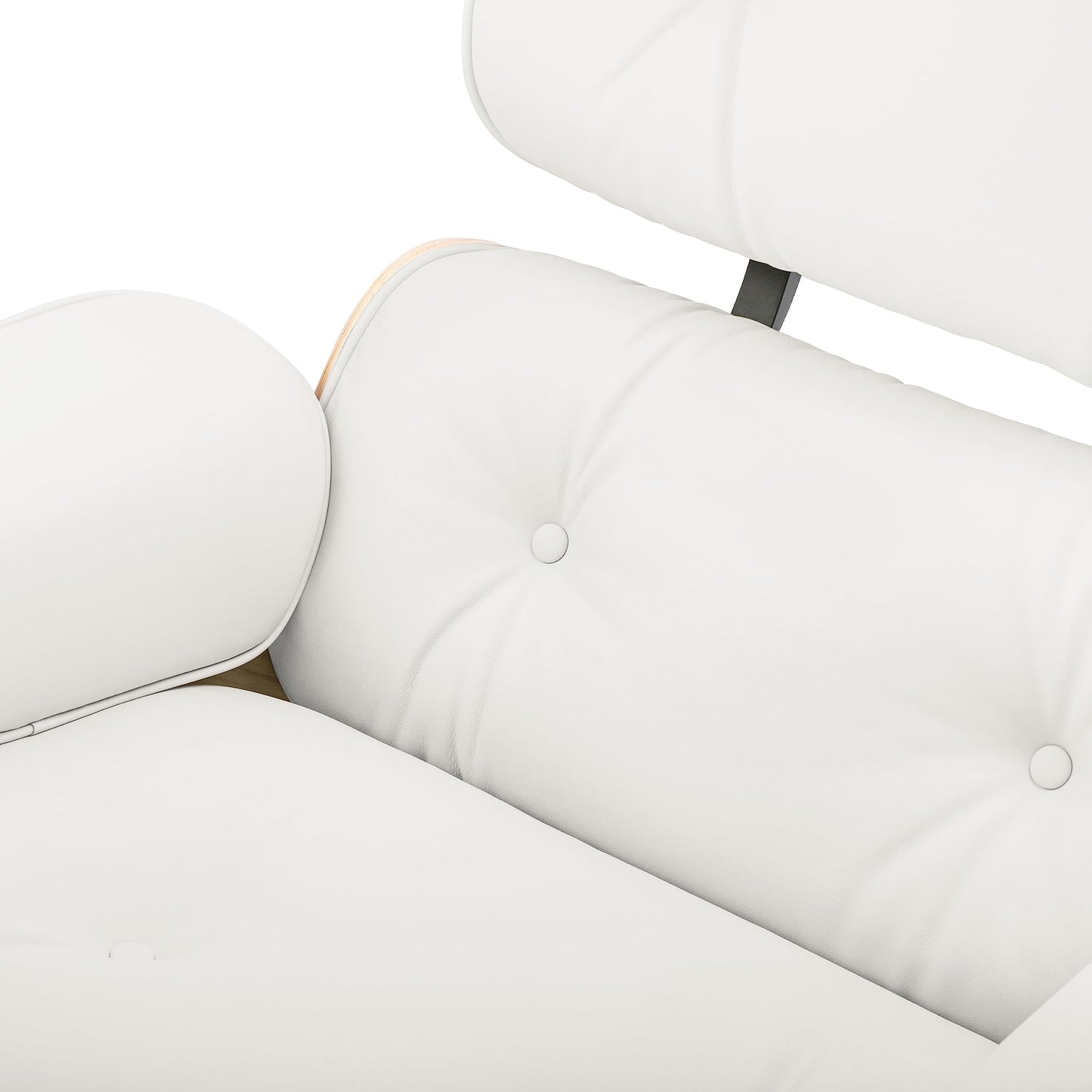 Chaise Lounge Chair with Ottoman Premium Aniline Leather Top Grain Leather High-Resilience Foam Cushions Mid Century Modern Ergonomic Design for Living Room Study Lounge Office Palisander White