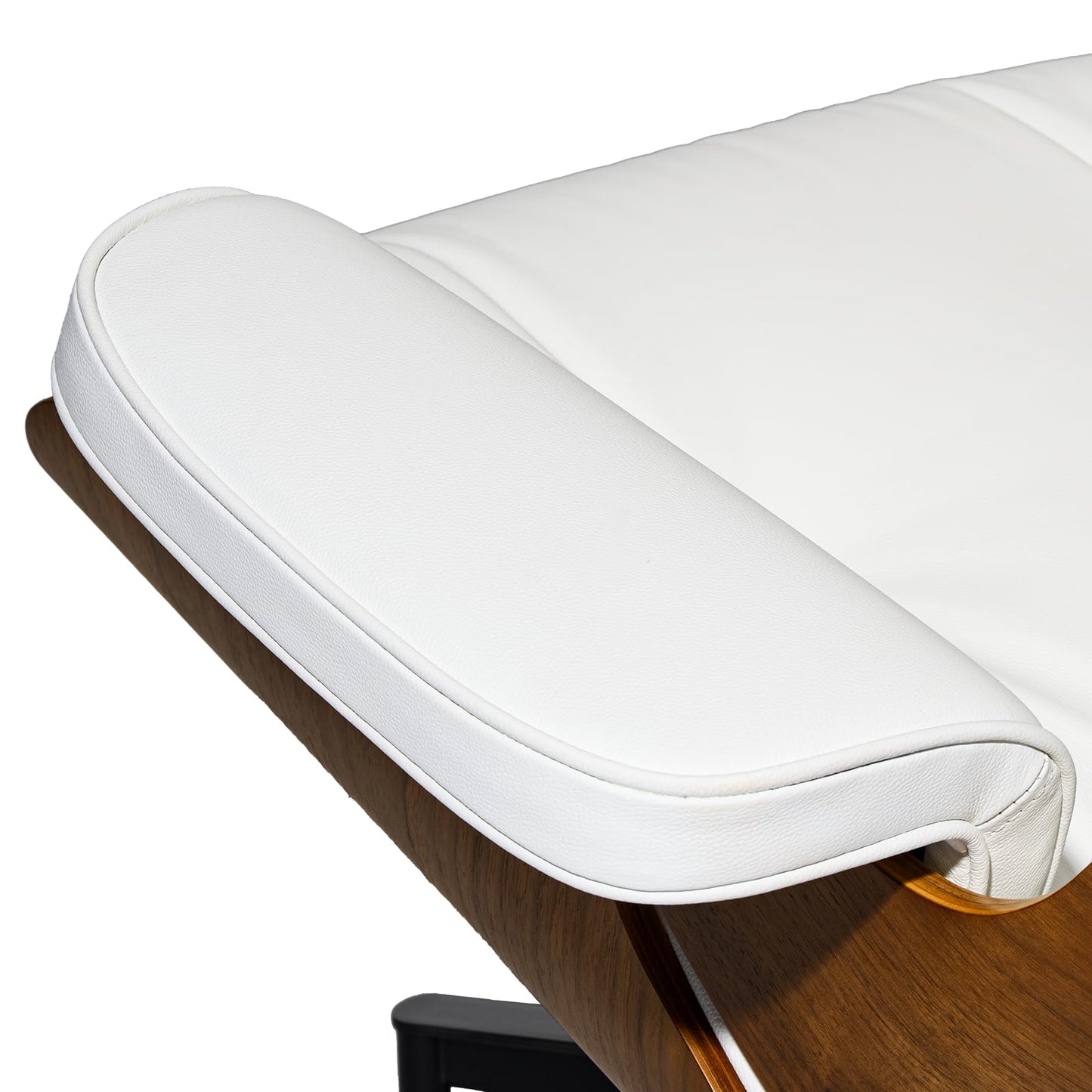 Chaise Lounge Chair with Ottoman Genuine Leather High-Resilience Foam Cushions Mid Century Modern Ergonomic Design for Living Room Study Lounge Office Walnut White