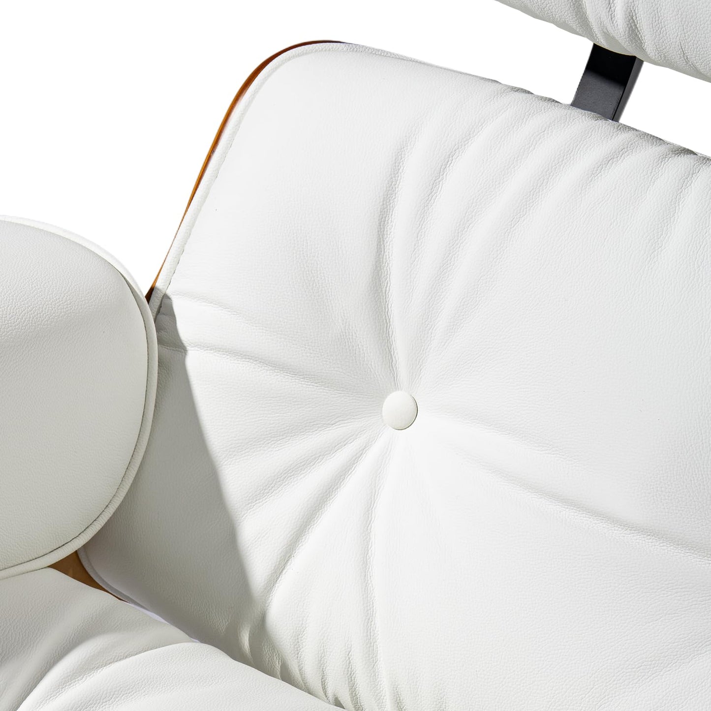 Chaise Lounge Chair with Ottoman Genuine Leather High-Resilience Foam Cushions Mid Century Modern Ergonomic Design for Living Room Study Lounge Office Walnut White