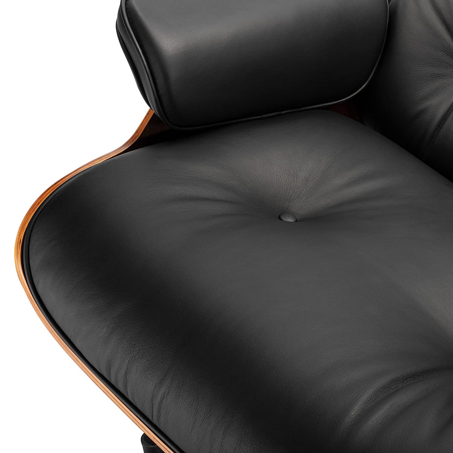 Chaise Lounge Chair with Ottoman Genuine Leather High-Resilience Foam Cushions Mid Century Modern Ergonomic Design for Living Room Study Lounge Office Palisander Black