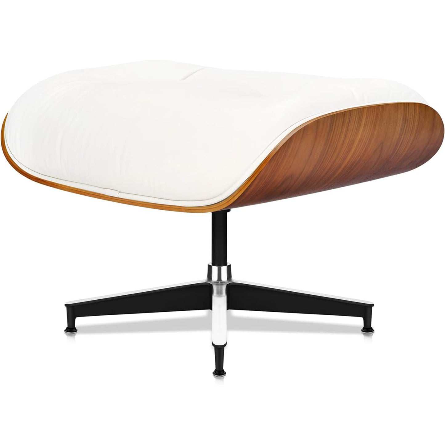 Top Grain Leather, Mid Century Chaise Lounge Chair and Ottoman, Modern Chair Classic Design, Heavy Duty Base Support for Living Room Study Lounge Office, Walnut-White, Heightening