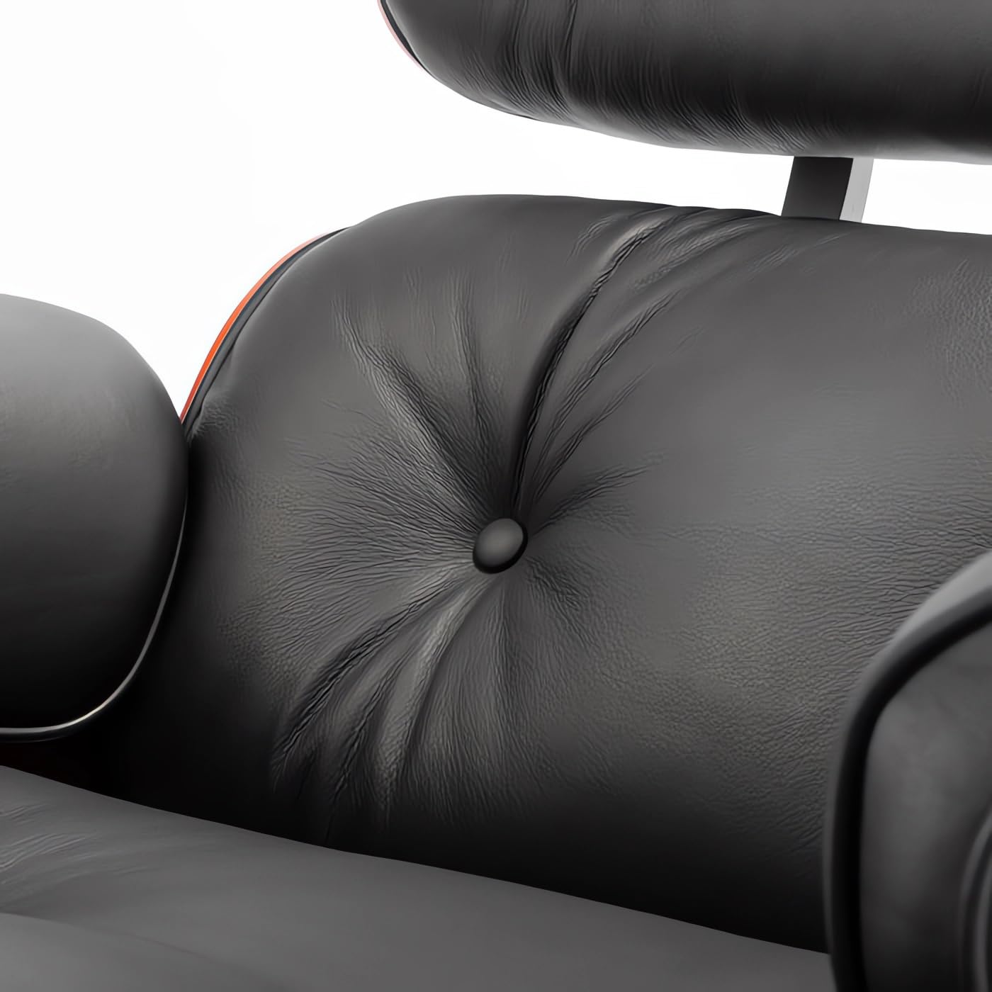 Top Black Grain Leather, Mid Century Chaise Lounge Chair and Ottoman, Modern Chair Classic Design, Heavy Duty Base Support for Living Room Study Lounge Office, Darkrosewood